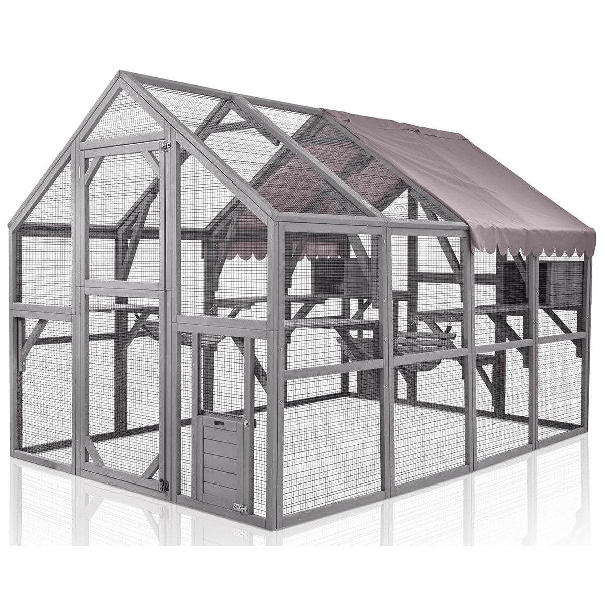 OUTLET! POHJOLA LEMMIKKITARVIKE Kissatalo 280 x 187 x 187 cm, Kuusipuuta, Harmaa - B-laatu, lue tuotekuvaus!