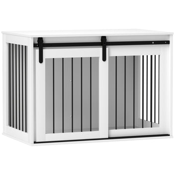 Koiran häkkikaappi liukuovella, isoille koirille 30 kg asti, 98 x 58 x 61 cm, valkoinen