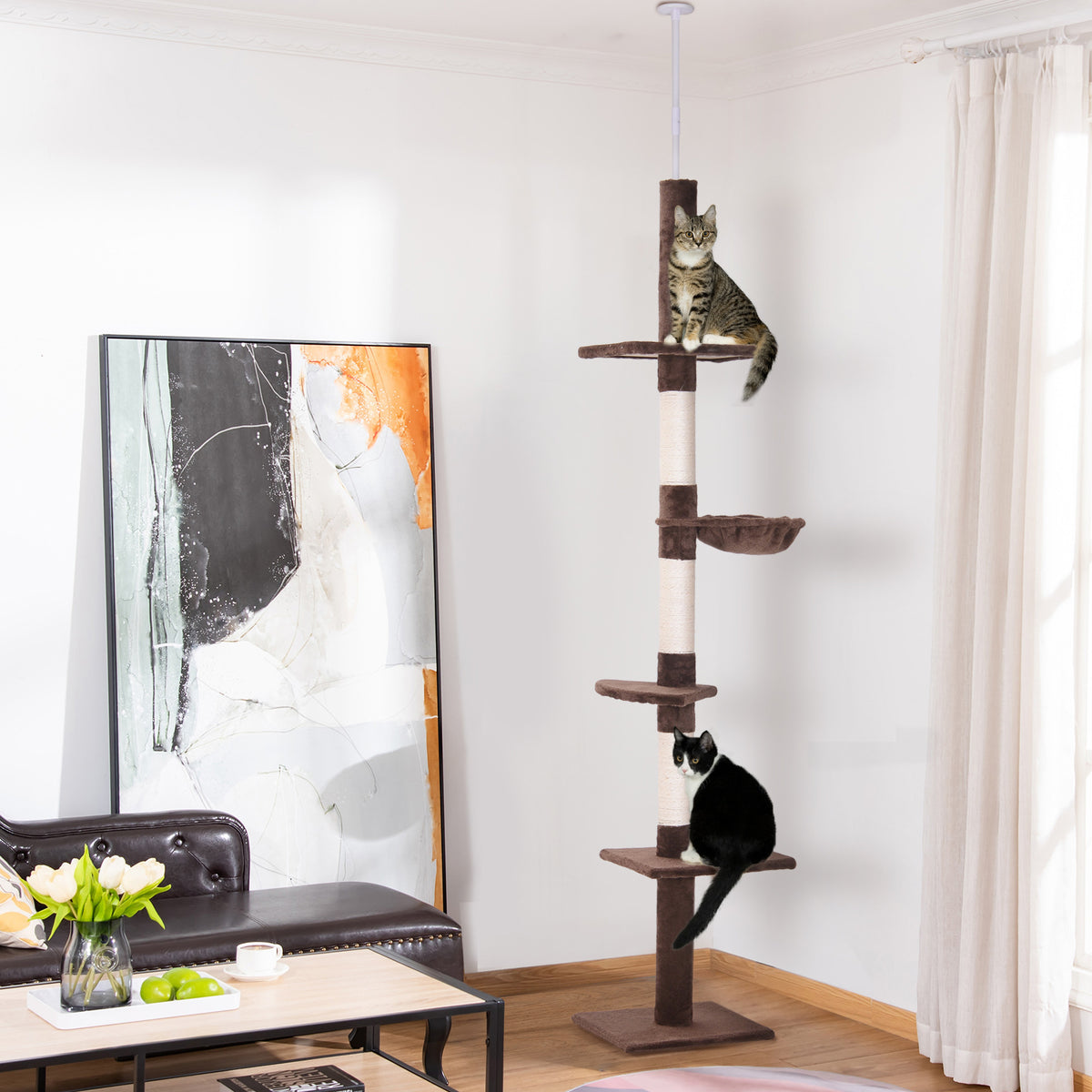 Kattklätter-/klös-träd 230–260 cm, brunt