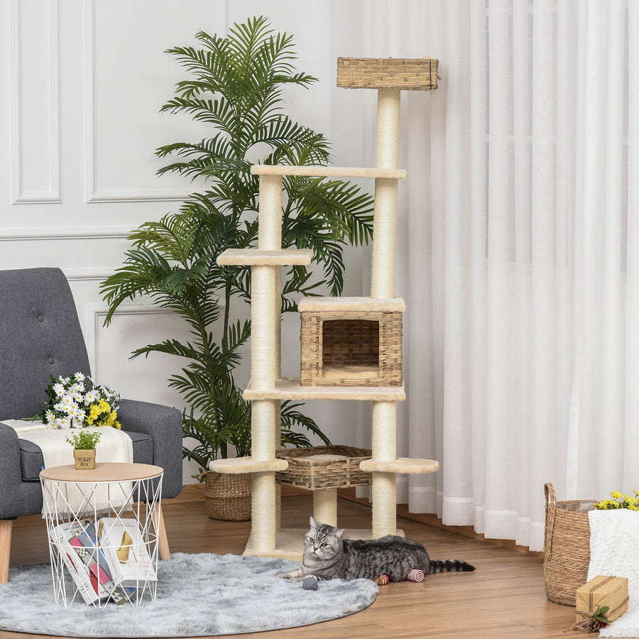 XXL Kattklätter-/klösstång 174 cm, beige