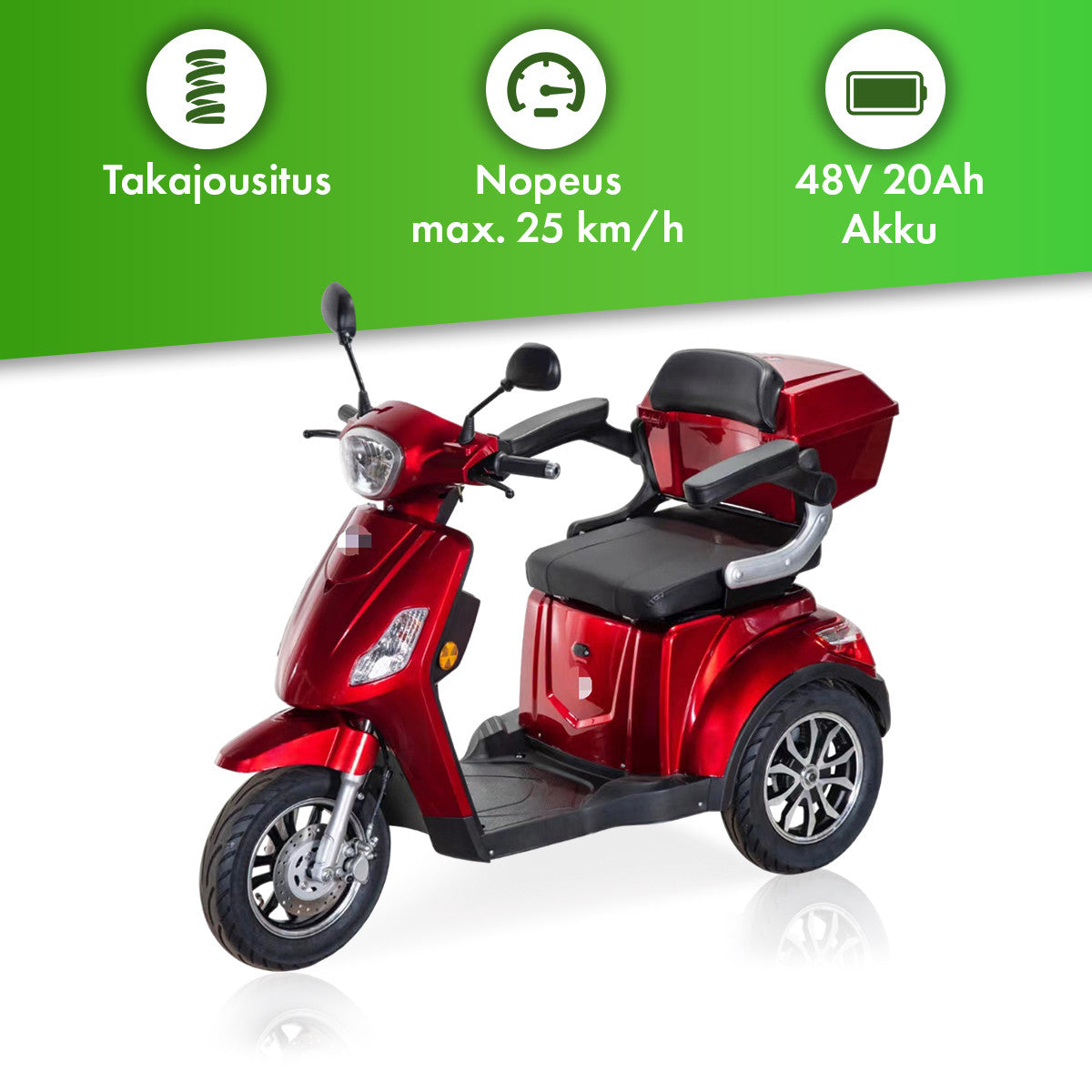 Senioriskootteri 1000 W – 25 km/h, 48V20Ah, varashälytin