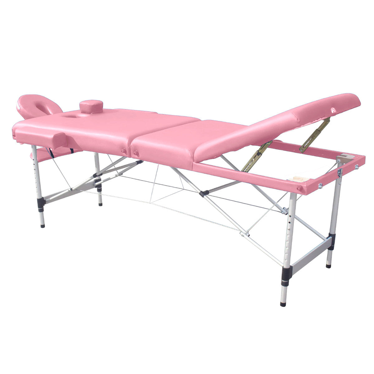 Massagebänk 195 x 70 cm, rosa – 3 zoner, 250 kg, 7 cm stoppning