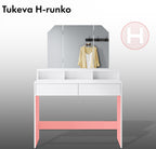 Pohjola Indoor Meikkipöytä Peilillä & jakkaralla AINO, 100 x 40 x 139 cm, Valkoinen