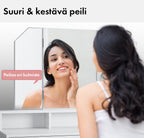 Pohjola Indoor Meikkipöytä Peilillä & jakkaralla AINO, 100 x 40 x 139 cm, Valkoinen