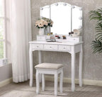 Pohjola Indoor Hollywood Meikkipöytä Valoilla AADA, 80 x 40 x 140 cm, Valkoinen