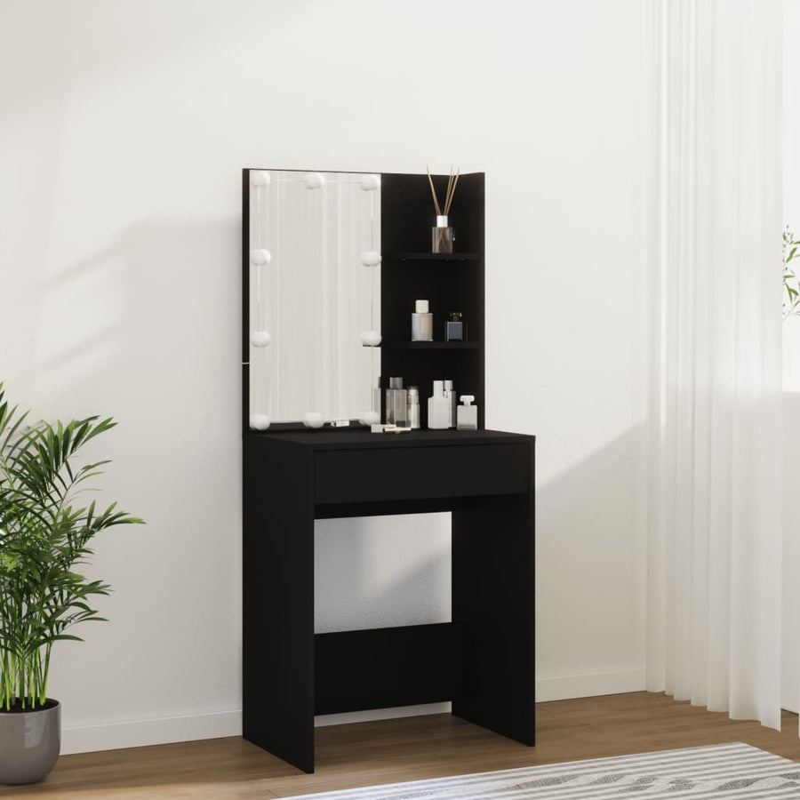 Spegeltavla med LED-belysning, svart, 60x40x140 cm