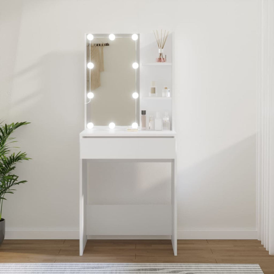 Spegeltavla med LED-belysning, vit, 60x40x140 cm