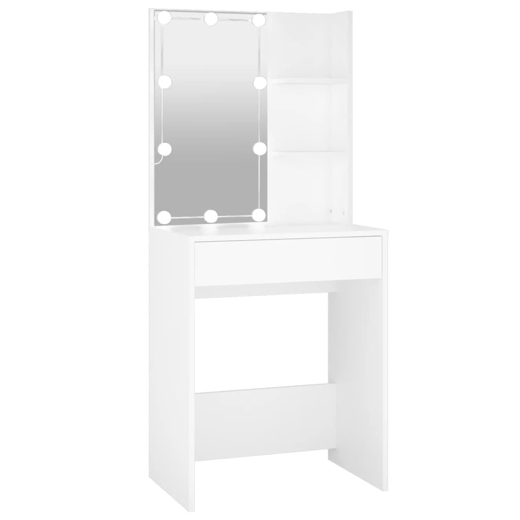 Spegeltavla med LED-belysning, vit, 60x40x140 cm