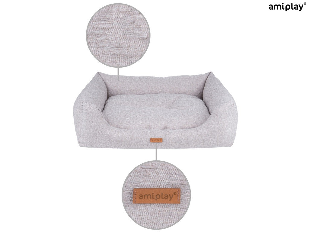 Amiplay Montana hundbäddsoffa M 68x56x18cm ljusgrå