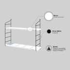 Chic Home Airi seinähylly 72x20xK58 cm, 2 tasoa, valkoinen/musta