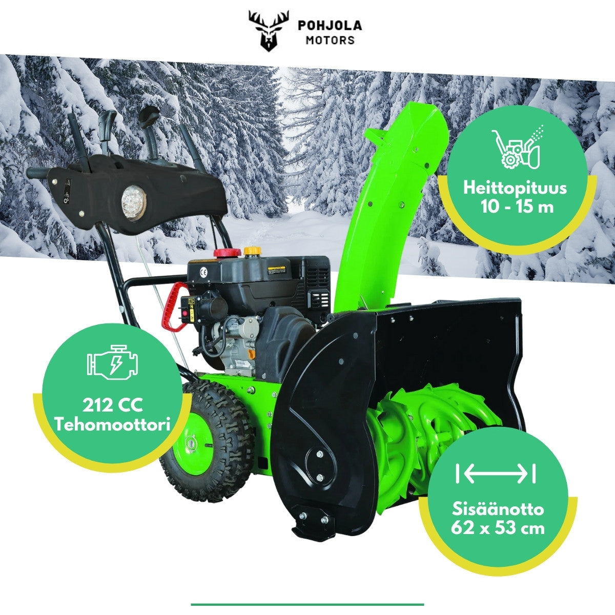 Snöslunga 4,8 kW / 212 cc – elstart, tvåstegs, 62 cm arbetsbredd
