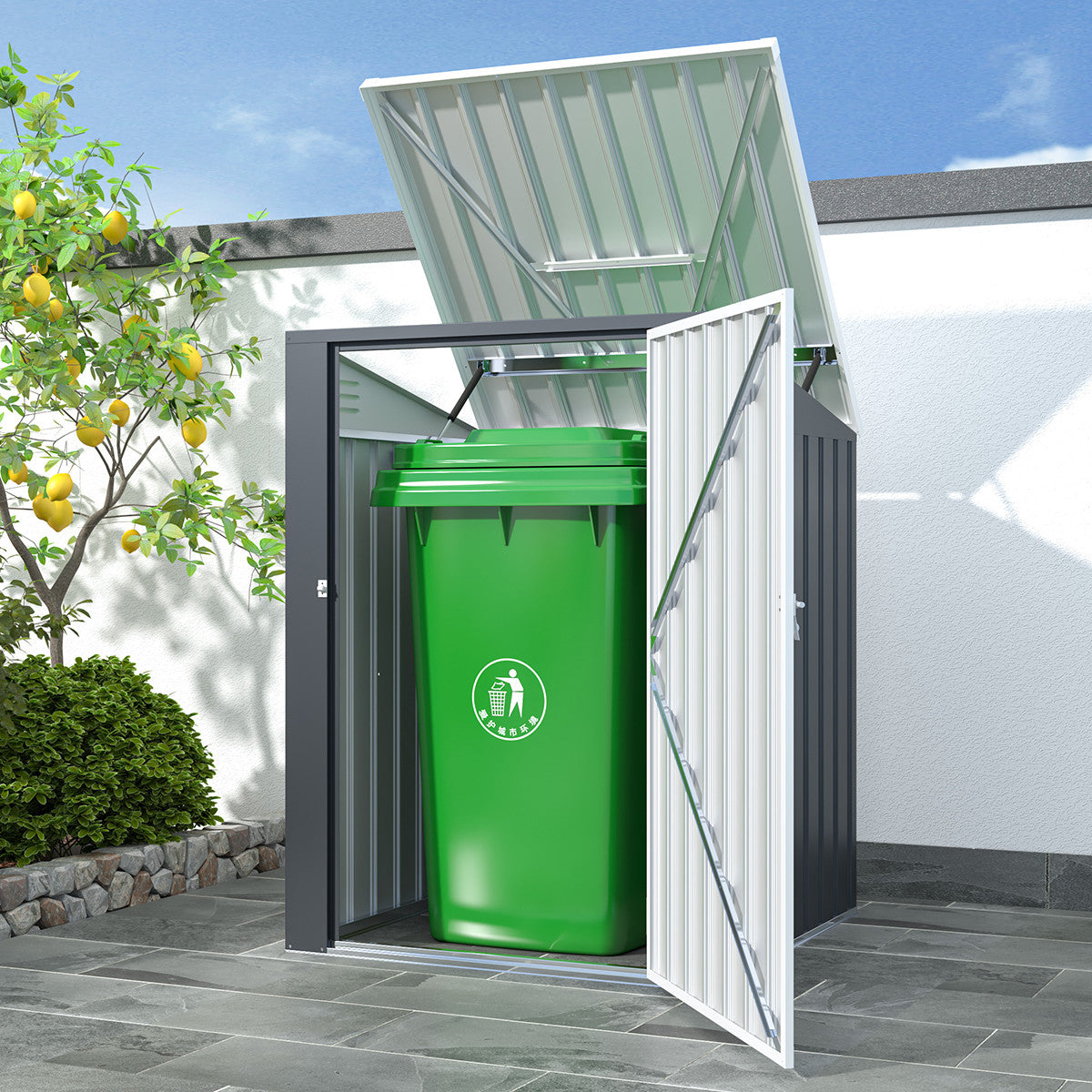 POHJOLA GARDEN Roskakatos 1 jäteastialle, Teräslevy, 98 x 101 x 131 cm