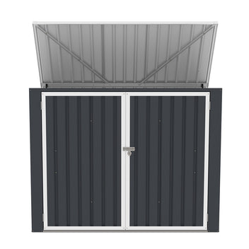 Sopställ för 2 soptunnor 173 x 101 x 131 cm – stålplåt, öppningsbart lock, ventilation