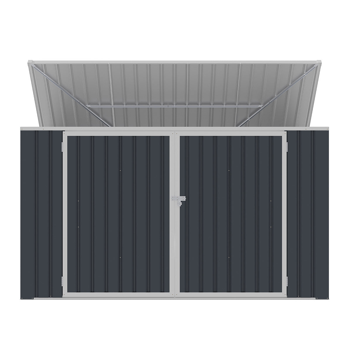 Roskakatos 3 jäteastialle 237 x 101 x 131 cm – teräslevy, avattava katto, tuuletus