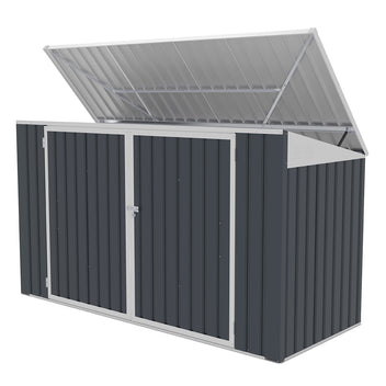Roskakatos 3 jäteastialle 237 x 101 x 131 cm – teräslevy, avattava katto, tuuletus