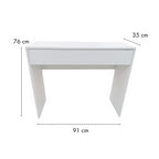 Pohjola Indoor Hollywood Meikkipöytä Valoilla & Leveällä Laatikolla, 91 x 35 x 76/122 cm, Valkoinen