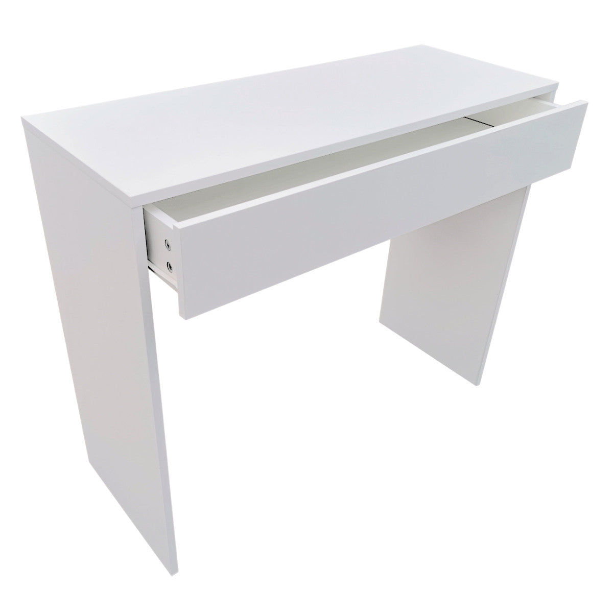 Pohjola Indoor Hollywood Meikkipöytä Valoilla & Leveällä Laatikolla, 91 x 35 x 76/122 cm, Valkoinen