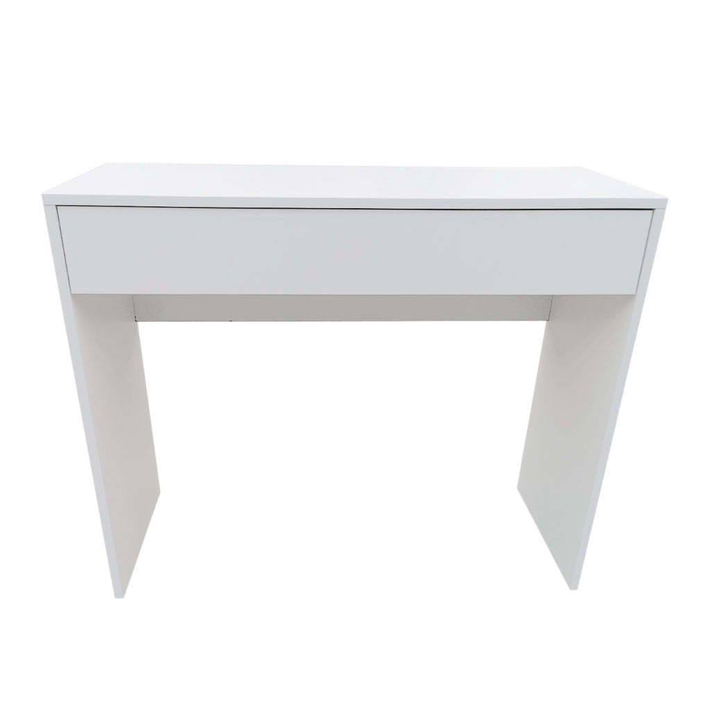 Pohjola Indoor Hollywood Meikkipöytä Valoilla & Leveällä Laatikolla, 91 x 35 x 76/122 cm, Valkoinen