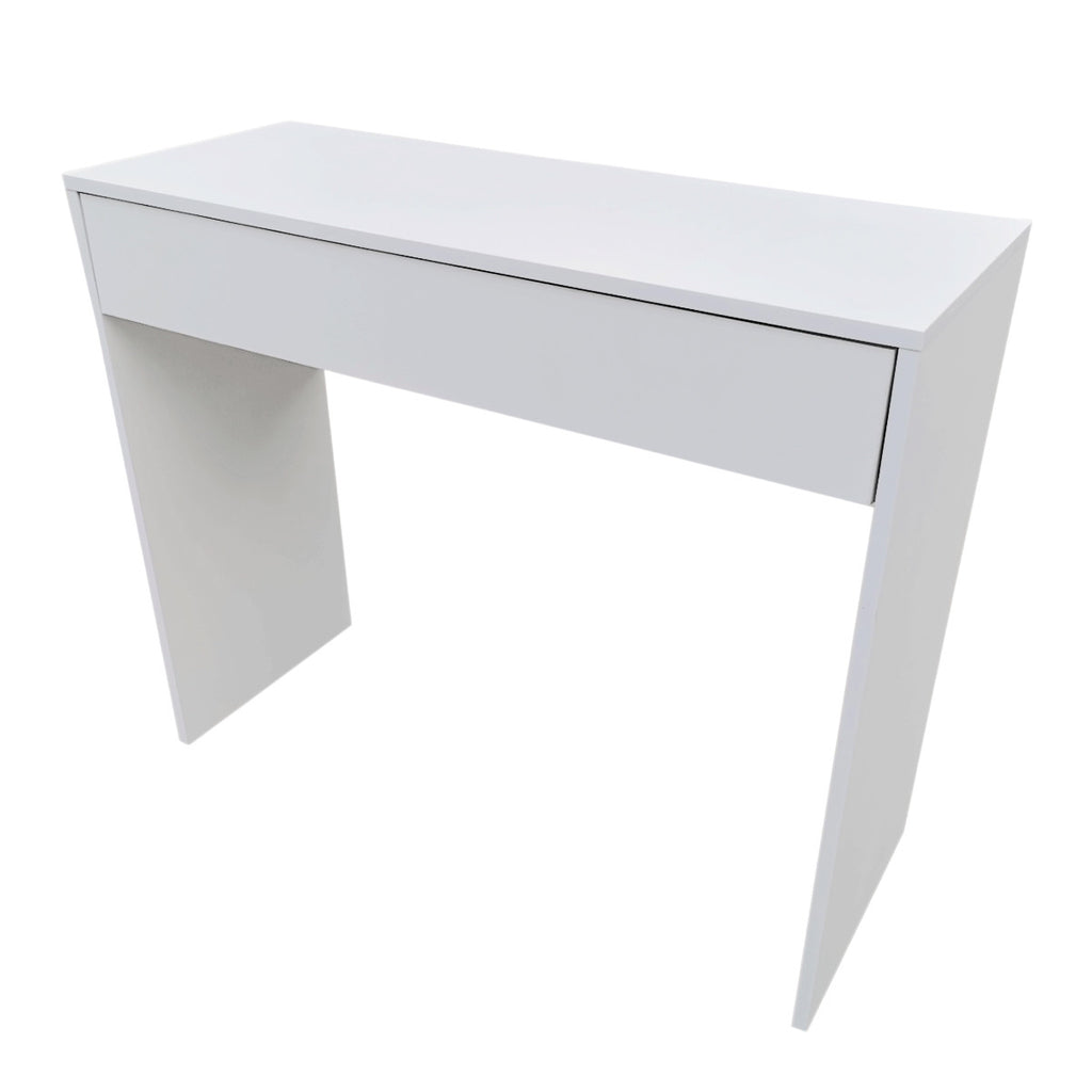 Pohjola Indoor Hollywood Meikkipöytä Valoilla & Leveällä Laatikolla, 91 x 35 x 76/122 cm, Valkoinen