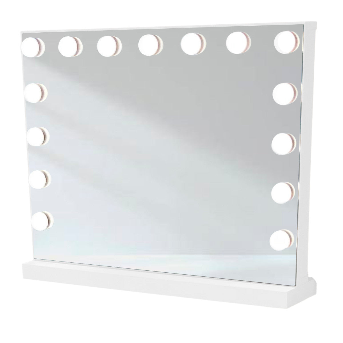 Pohjola Indoor Hollywood Meikkipöytä Valoilla & Leveällä Laatikolla, 91 x 35 x 76/122 cm, Valkoinen