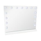 Pohjola Indoor Hollywood Meikkipöytä Valoilla & Leveällä Laatikolla, 91 x 35 x 76/122 cm, Valkoinen