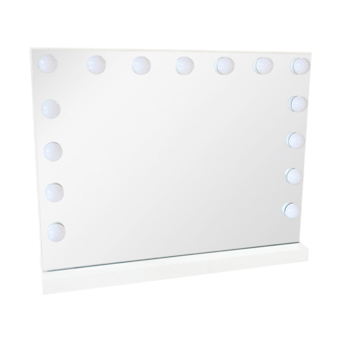 Pohjola Indoor Hollywood Meikkipöytä Valoilla & Leveällä Laatikolla, 91 x 35 x 76/122 cm, Valkoinen