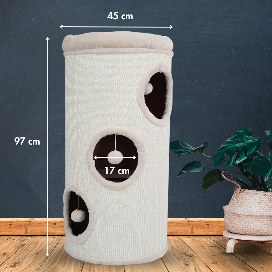 Kattklösbräda, tunna, 97 cm – Ø 45 cm, färdigmonterad, beige