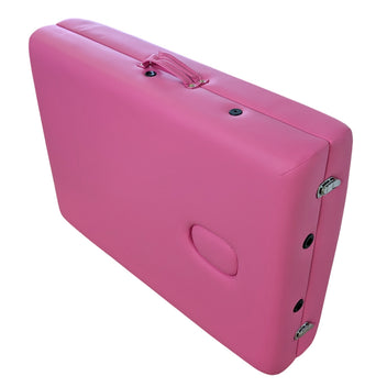 Massagebänk 195 x 70 cm, rosa – aluminiumram, 250 kg, 7 cm stoppning