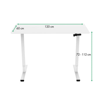 Korkeussäädettävä työpöytä 120 x 60 cm – veivisäätö 72–112 cm, nostokyky 50 kg
