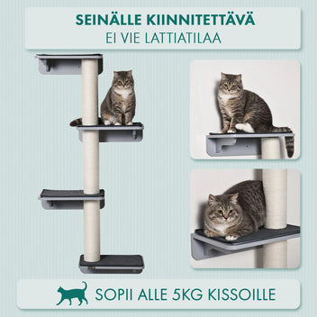 Seinään kiinnitettävä kiipeilypuu / kiipeilyseinä, vaaleanharmaa / beige, 66 x 28 x 137 cm