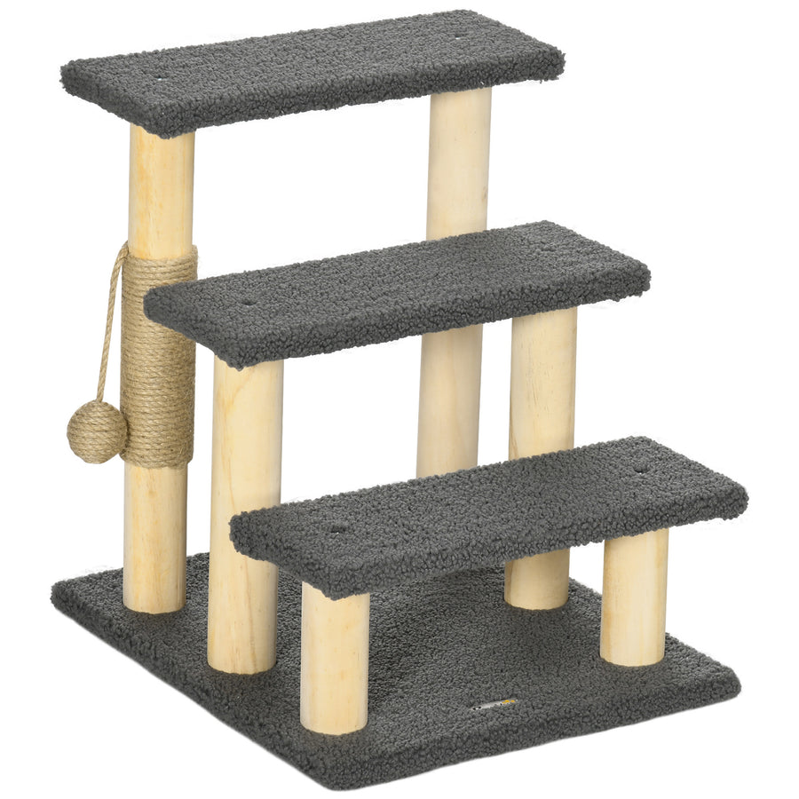 Kattklösstolpe + trappa, beige/grå