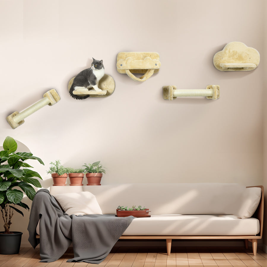 Kattklättervägg, 5 delar, beige