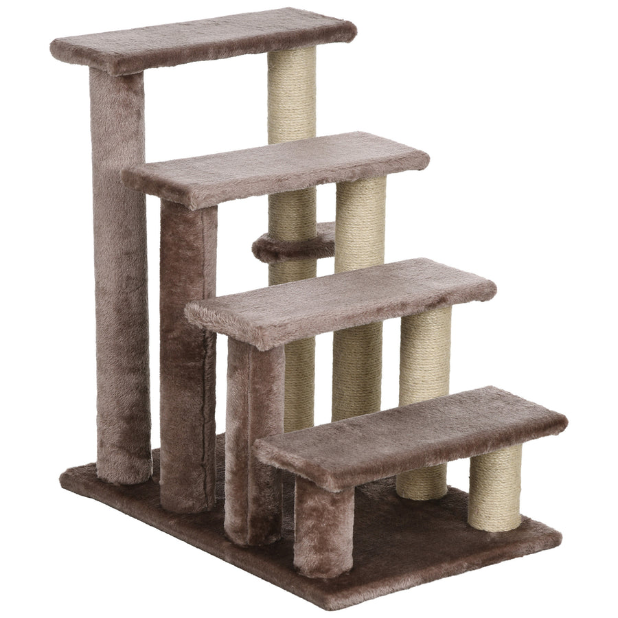 4-nivåers kattstege/klösstolpe, brun/beige