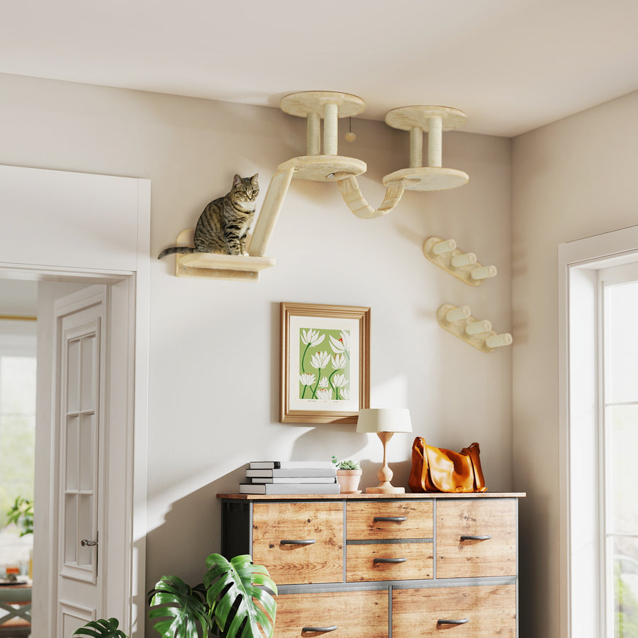 Kattklättervägg 2 med klösstolpe, beige