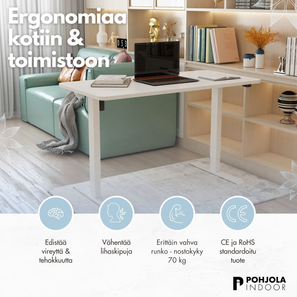 Pohjola Indoor Sähköpöytä 120 x 60cm, Valkoinen