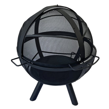 Utomhusbraskamin med lock 79,5 x 79,5 x 89,5 cm – gnistskyddsnät, stål, svart