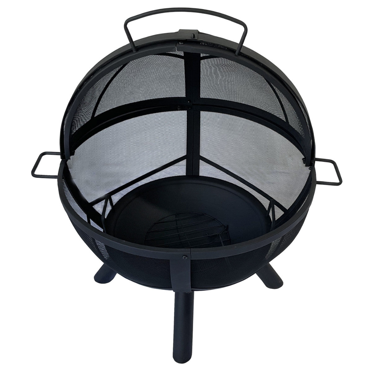 Utomhusbraskamin med lock 79,5 x 79,5 x 89,5 cm – gnistskyddsnät, stål, svart