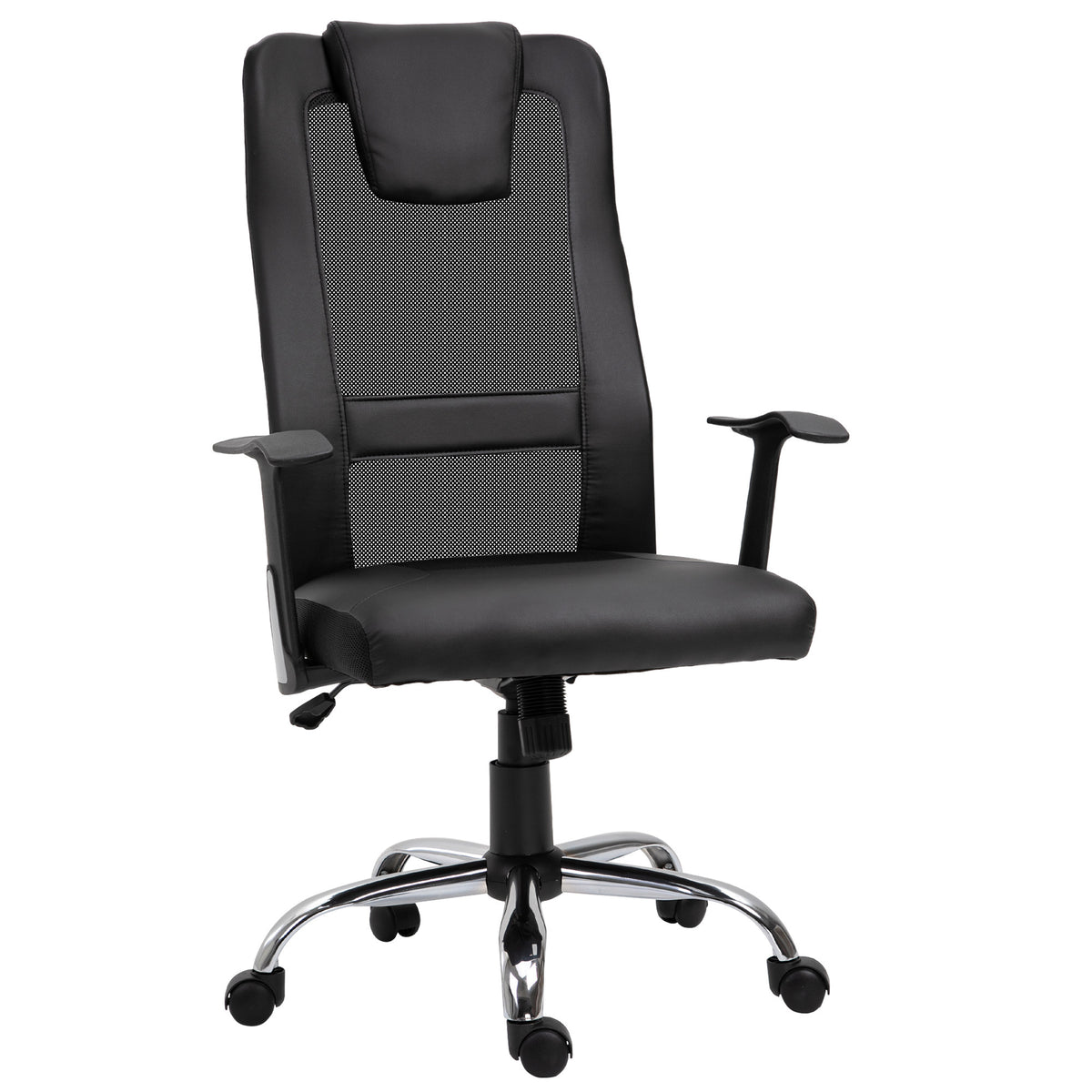 Ergonomisk kontorsstol, höjdjusterbar, med tiltfunktion och armstöd, belastningskapacitet 120 kg, svart