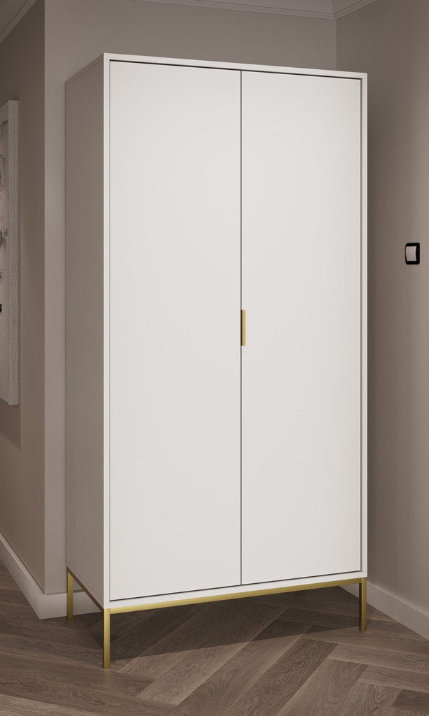 Kocot Austin vaatekaappi L100 cm, valkoinen/kulta