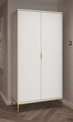 Kocot Austin vaatekaappi L100 cm, valkoinen/kulta