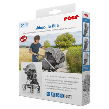 Reer Shinesafe Bite sol- och insektsskydd för barnvagnar, grå