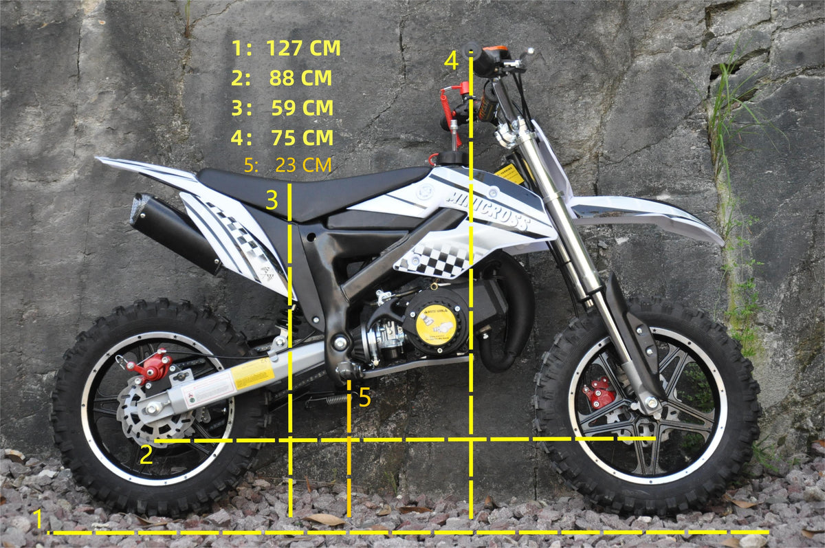 Minikrossi 49cc – 2,5 kW, automaattivaihteisto, levyjarrut