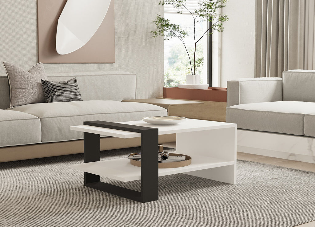 Chic Home Olli sohvapöytä 80x55xK35 cm, valkoinen/harmaa