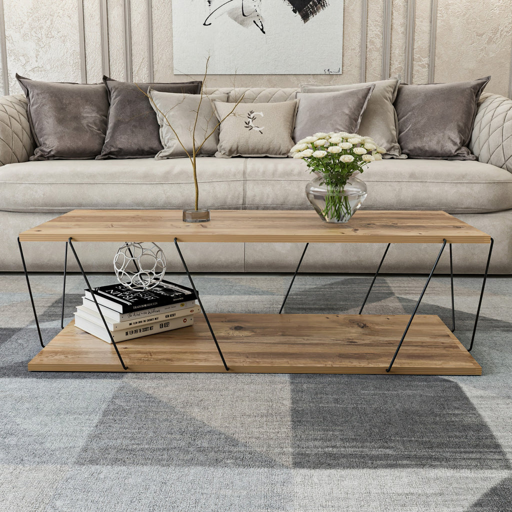 Chic Home Laila sohvapöytä 120x50xK30 cm, ruskea/musta