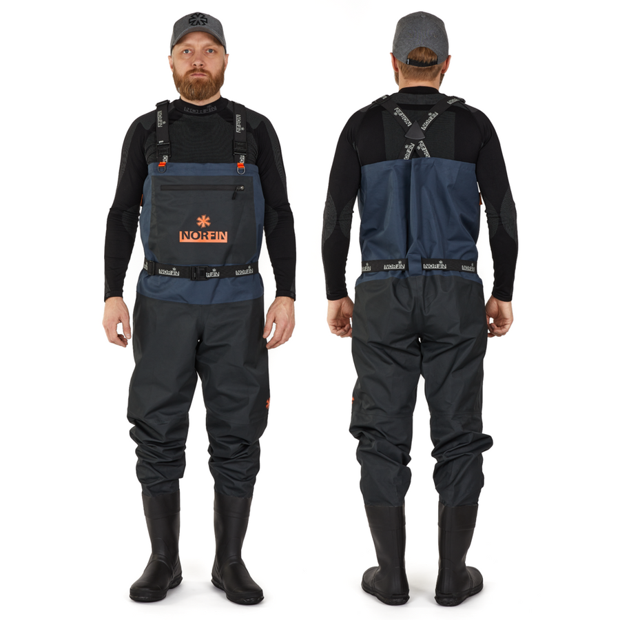 Norfin vadarbyxor med stövlar Pilot Bootfoot, svarta 43 - M