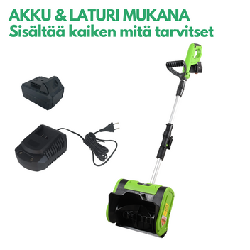 Batteridriven snöskopa 10" 20V Li-ion – arbetsbredd 25,4 cm, batteri och laddare ingår