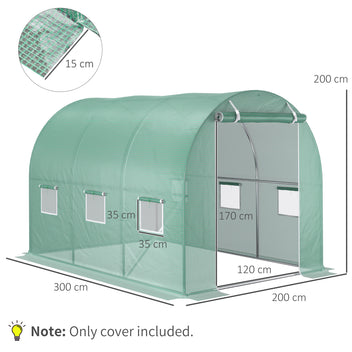 Tunnelväxthus Plastöverdrag 3x2x2m, grönt