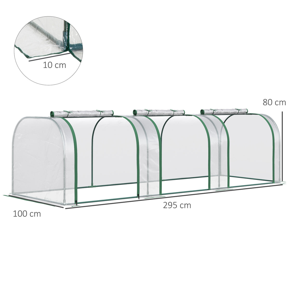 Tunnelväxthus 295 x 100 x 80 cm, transparent