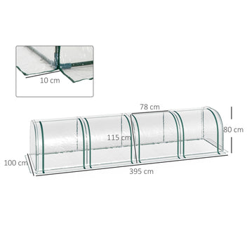 Tunnelväxthus 395 x 100 x 80 cm, transparent