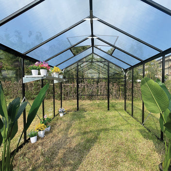 Hybridikasvihuone 3,3 m² – 182 x 190 x 195 cm, polykarbonaattikatto, sokkeli